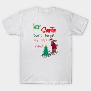 Christmas Santa, Don't forget my best friend, dog holiday T-Shirt